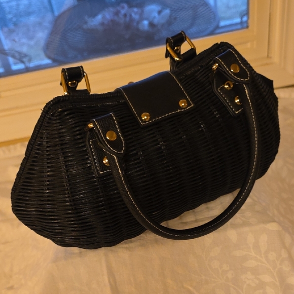 Chico's Black Woven Shoulder Bag with Gold Accents [2/$20] - Picture 4 of 5